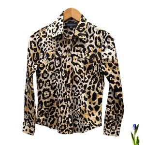 JONES NEW YORK signature SP gold snap buttons, Blouse, Cotton,  Animal print